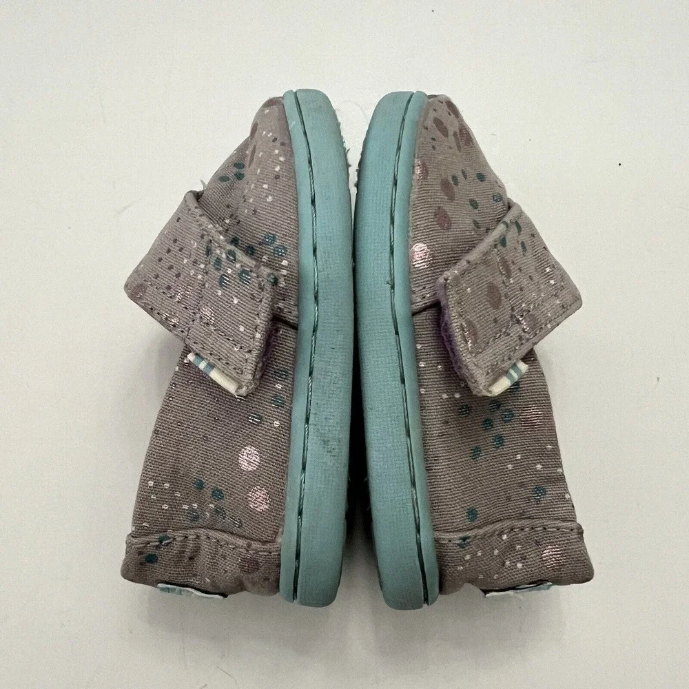 Toms Tiny Alpargata Slip-on Classics Gray Metallic Dot Canvas Toddler Kid T4